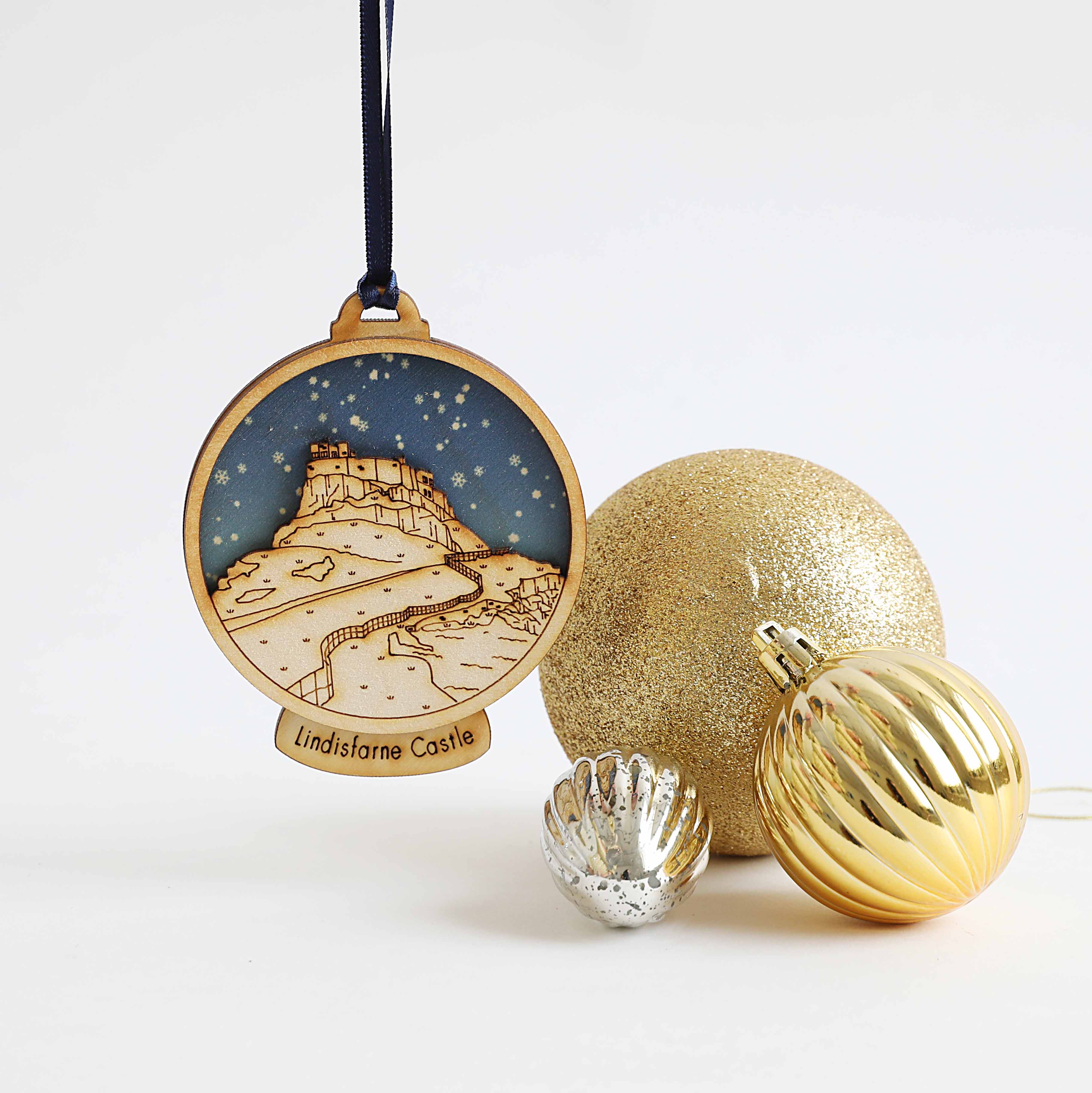 Lindisfarne Castle Snow Globe Decoration - Image 2