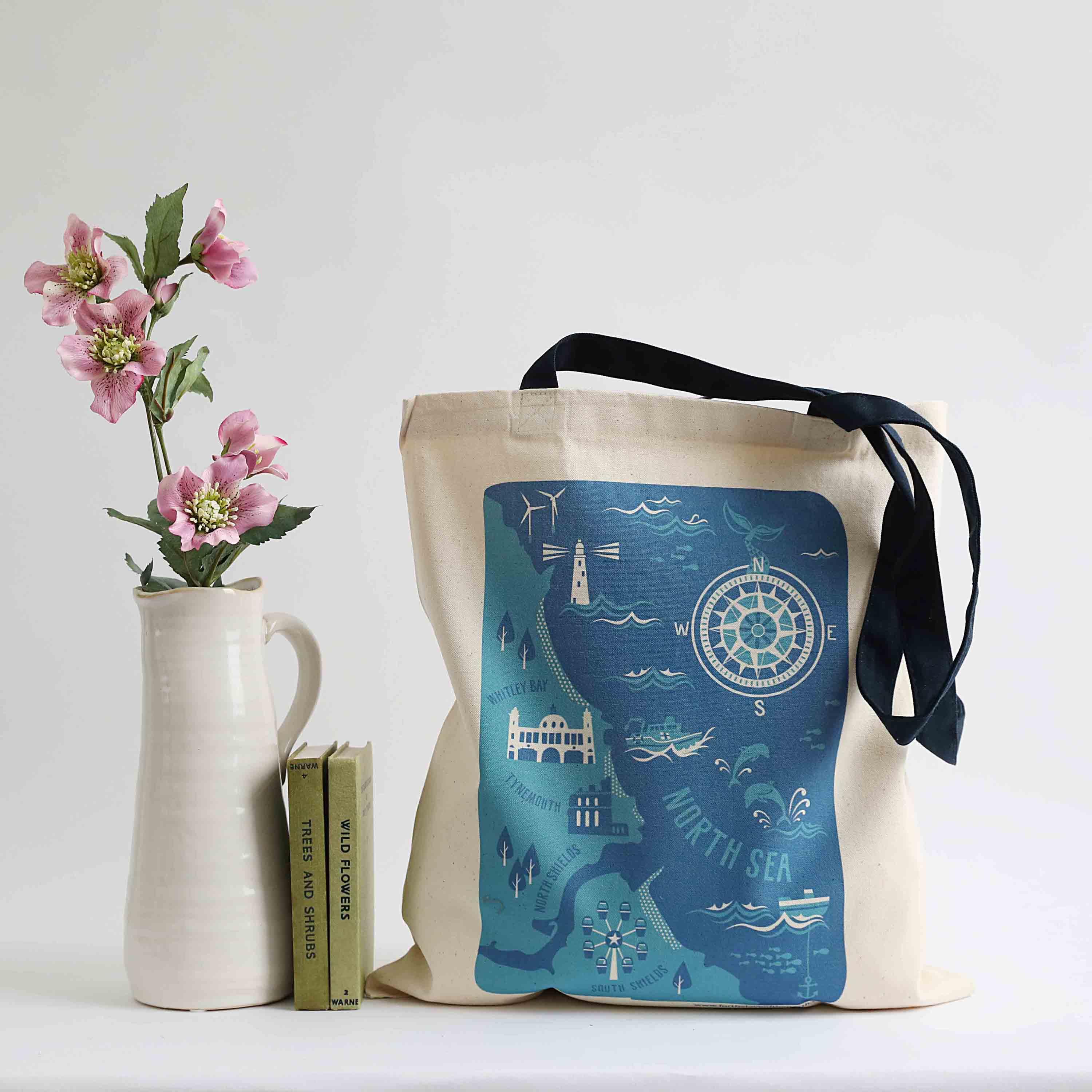 Mouth of Tyne, South Shields to Whitley Bay Organic Cotton Tote Bag - Image 3