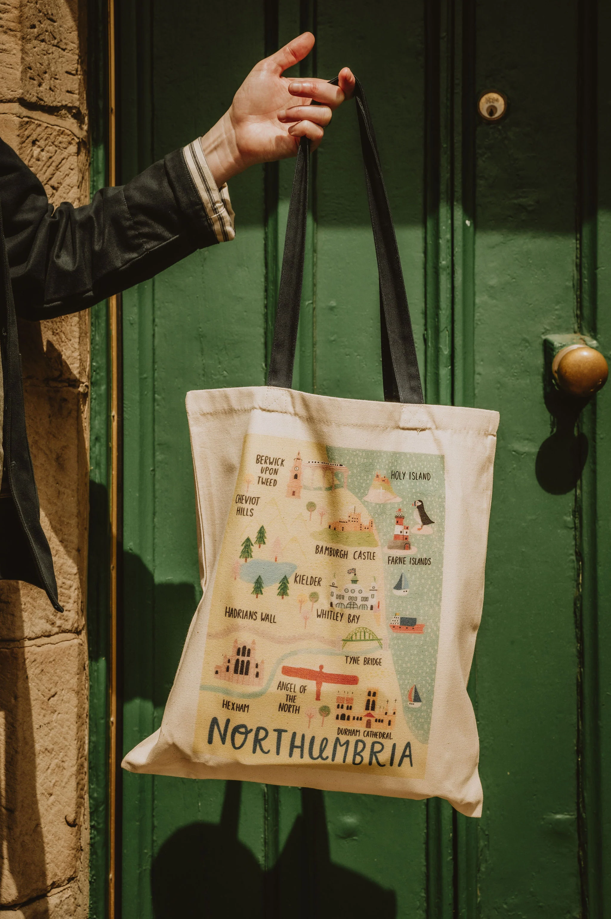 Northumbria Map Eco Tote Bag - Image 4