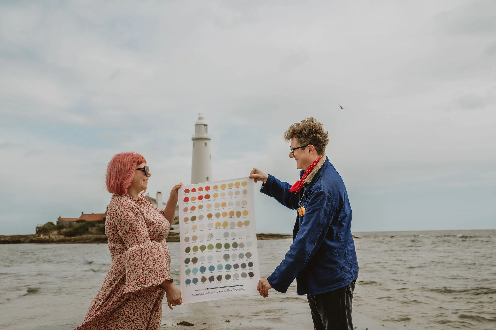The Artist's Paint Palette Collected From The North East Coastline Tea Towel - 100% Organic Cotton - Image 3