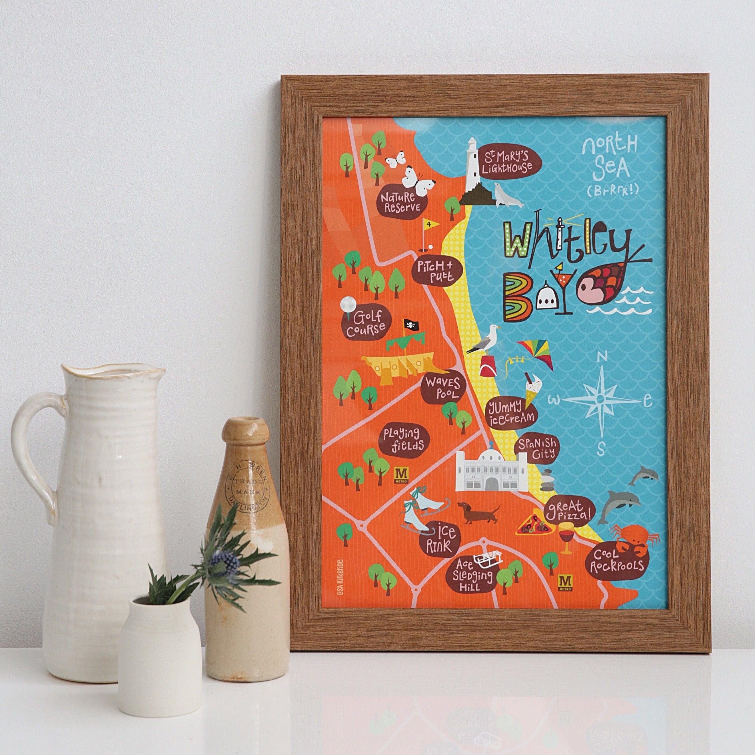 Whitley Bay Map Print